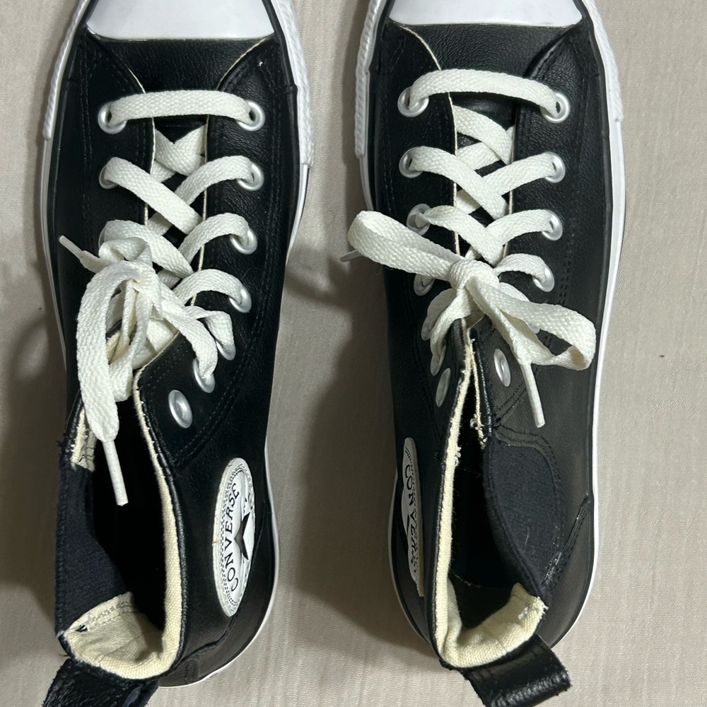 Converse Women’s Black leather Chuck Taylor All Star High-Top Sneakers